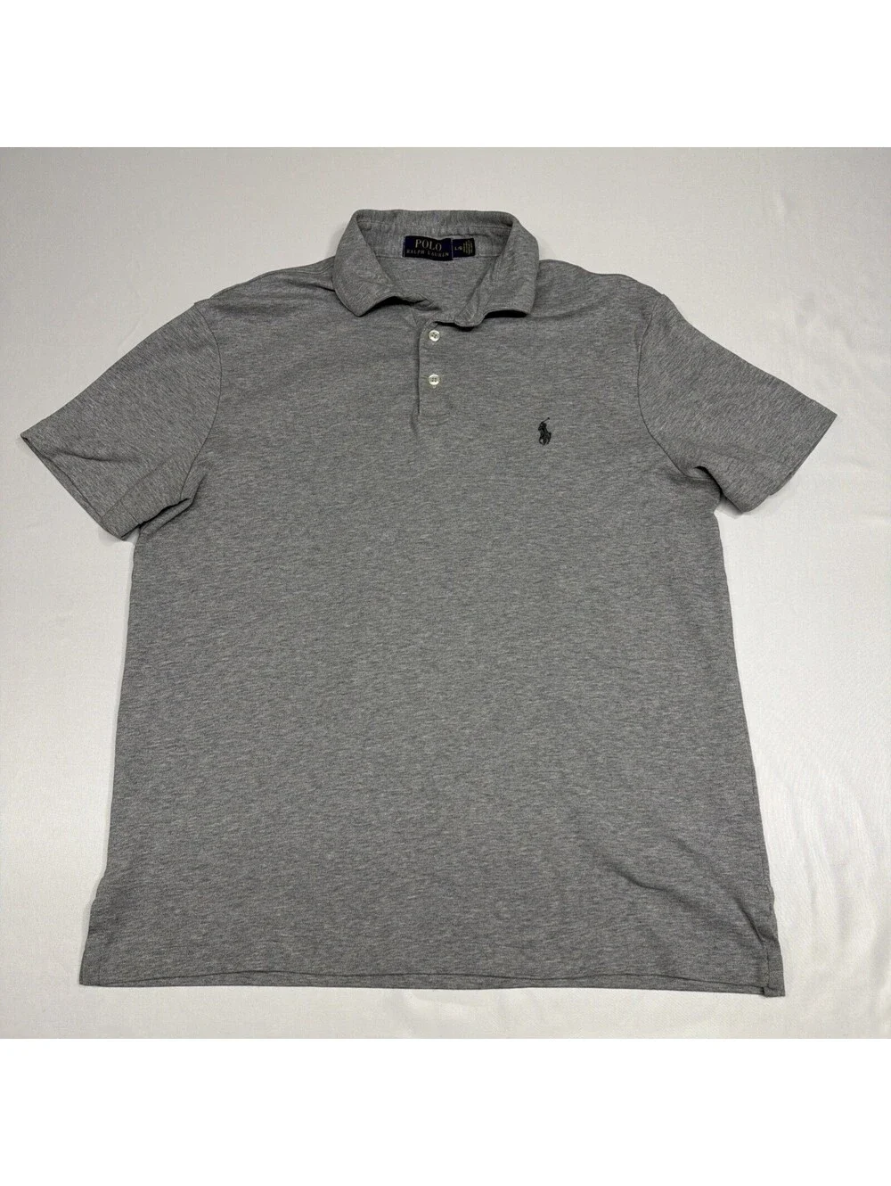 Polo Ralph Lauren Shirt Men's L Cotton Mesh Classic Fit Short Sleeve Gray